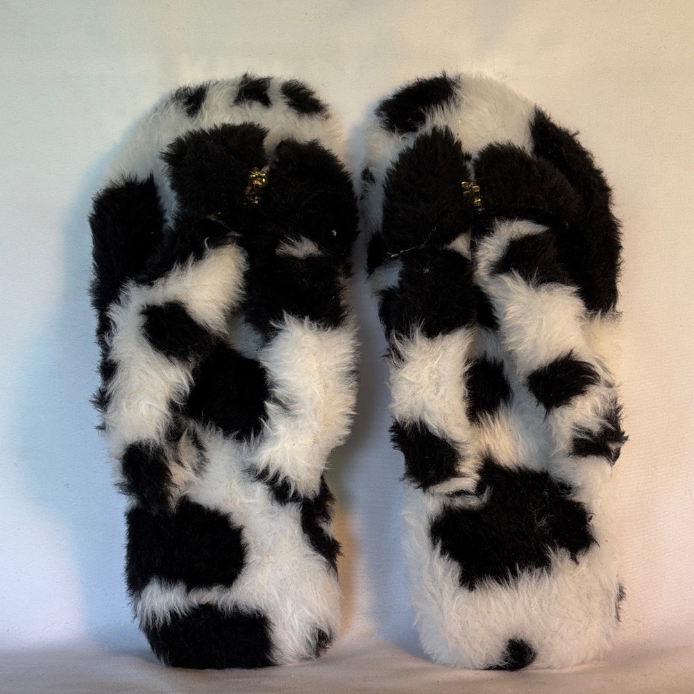 BRAND NEW! GENUINE BRAZIL HAVAIANAS BLACK & WHITE FAUX FUR FLIP-FLOPS SIZE 9/10W - Picture 5 of 8